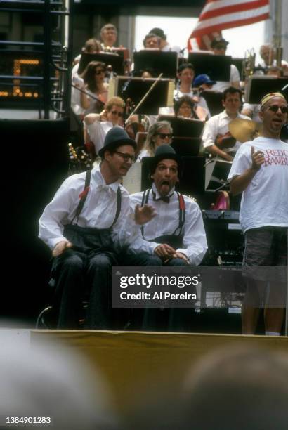 Bill Irwin and David Shiner of the show "Fool Moon" perform "Valley of the Dry Bones" at "Broadway on Broadway," the second annual free outdoor...