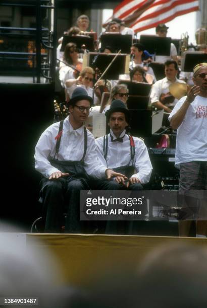 Bill Irwin and David Shiner of the show "Fool Moon" perform "Valley of the Dry Bones" at "Broadway on Broadway," the second annual free outdoor...