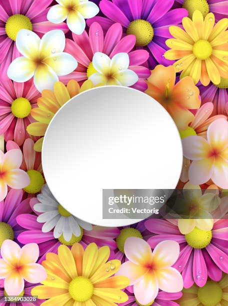 illustrations, cliparts, dessins animés et icônes de fond de printemps - fleur en papier