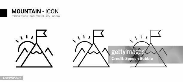 stockillustraties, clipart, cartoons en iconen met mountain line icon design, editable stroke, pixel perfect, stock illustration - vlag planten