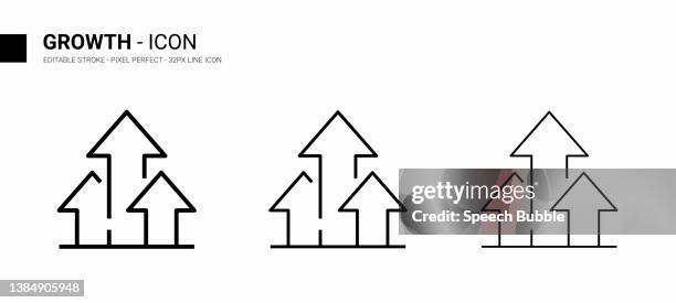 growth line icon design, editable stroke, pixel perfect, stock illustration - thin arrow stock illustrations