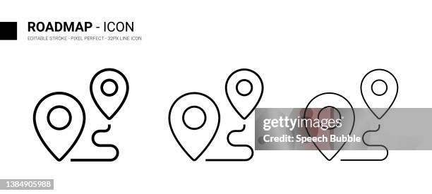 roadmap line icon design, editable stroke, pixel perfect, stock illustration - returning item stock illustrations
