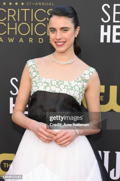 Margaret Qualley attends the 27th Annual Critics Choice Awards at Fairmont Century Plaza on March 13, 2022 in Los Angeles, California.