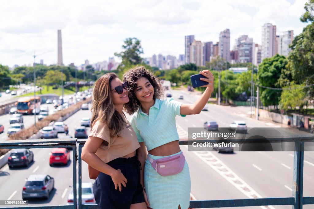 Mother and daughter in Sao Paulo city.