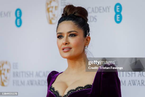 Salma Hayek attends the EE British Academy Film Awards 2022 at Royal Albert Hall on March 13, 2022 in London, England.