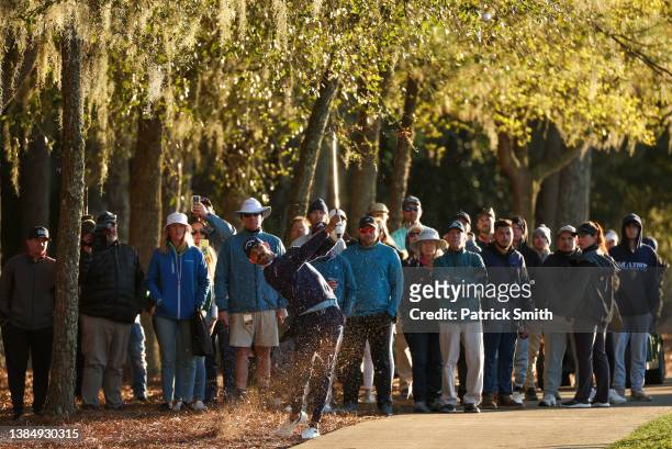 Erik van Rooyen of South Africa plays a shot on the seventh hole during the third round of THE PLAYERS Championship on the Stadium Course at TPC...