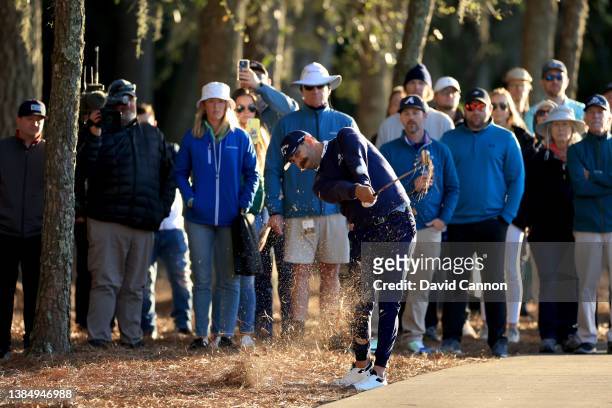 Erik Van Rooyen of South Africa plays his second shot on the par 4, seventh hole during completion of the weather delayed third round of THE PLAYERS...