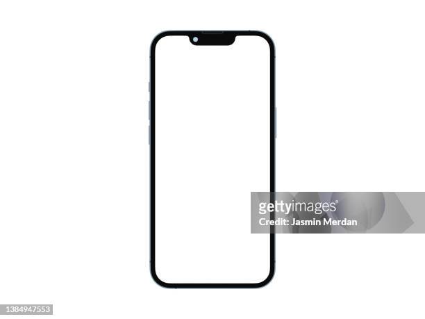 modern smartphone with white screen isolated on white background - cells stock-fotos und bilder