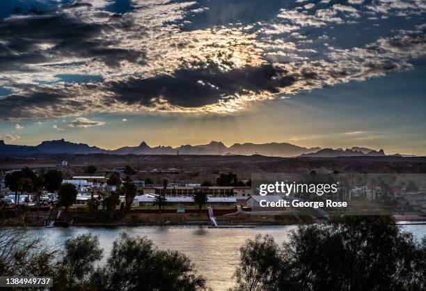 Sunrise is viewed from Harrah's Hotel and Casino on March 10, 2021 in Laughlin, Nevada. Located on the Colorado River 90 miles south of Las Vegas,...