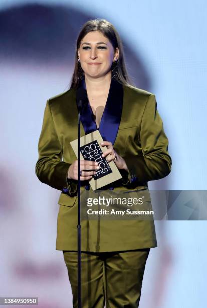 Mayim Bialik speaks onstage during the 27th Annual Critics Choice Awards at Fairmont Century Plaza on March 13, 2022 in Los Angeles, California.