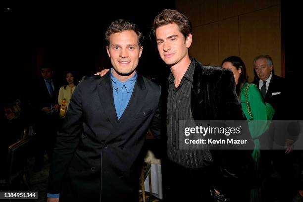Jamie Dornan and Andrew Garfield attend the 27th Annual Critics Choice Awards at Fairmont Century Plaza on March 13, 2022 in Los Angeles, California.