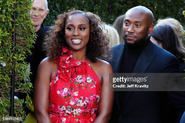 Issa Rae and Louis Diame attend the 27th Annual Critics Choice Awards at Fairmont Century Plaza on March 13, 2022 in Los Angeles, California.