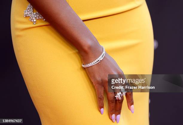 View of jewelry detail as Krys Marshall attends the 27th Annual Critics Choice Awards at Fairmont Century Plaza on March 13, 2022 in Los Angeles,...