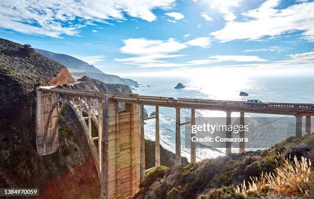 bixby creek bridge, usa - bixby bridge foto e immagini stock