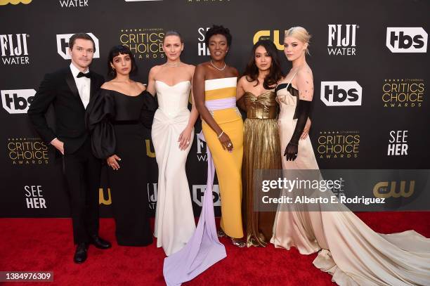 Casey W. Johnson, Coral Peña, Shantel VanSanten, Krys Marshall, Cynthy Wu, and Sarah Jones attend the 27th Annual Critics Choice Awards at Fairmont...