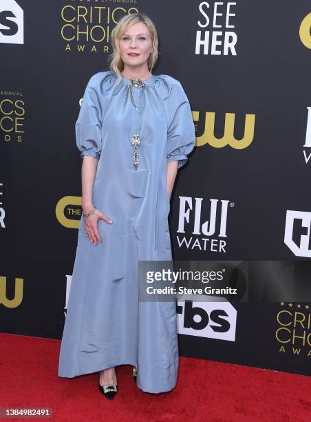 Kirsten Dunst arrives at the 27th Annual Critics Choice Awards at Fairmont Century Plaza on March 13, 2022 in Los Angeles, California.