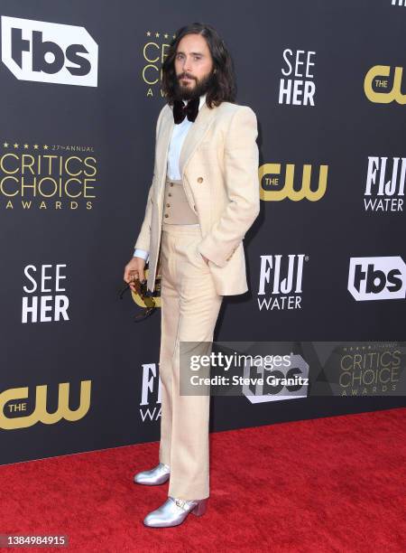 Jared Leto arrives at the 27th Annual Critics Choice Awards at Fairmont Century Plaza on March 13, 2022 in Los Angeles, California.