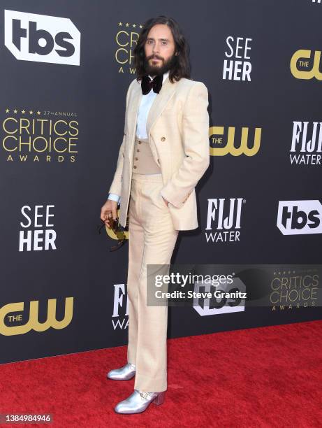 Jared Leto arrives at the 27th Annual Critics Choice Awards at Fairmont Century Plaza on March 13, 2022 in Los Angeles, California.