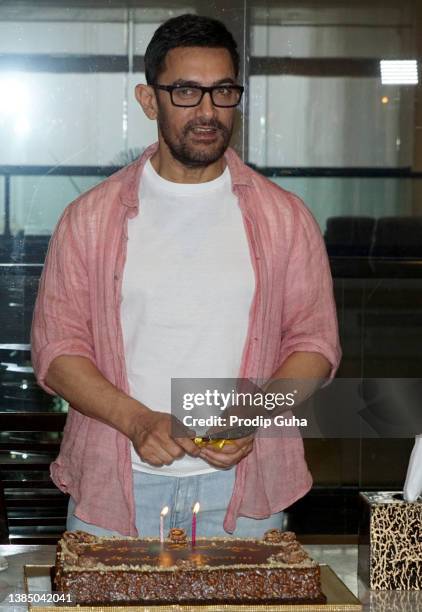 Aamir Khan celebrates his birthday on March 14 2022 in Mumbai, India