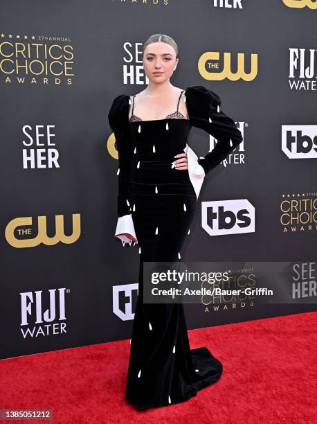 Peyton List attends the 27th Annual Critics Choice Awards at Fairmont Century Plaza on March 13, 2022 in Los Angeles, California.