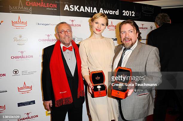 Leonhard R. Mueller; Rosalie Thomass and Armin Rohde attend the 5th Askania Award at the Chamleon Theater on February 7, 2012 in Berlin, Germany.
