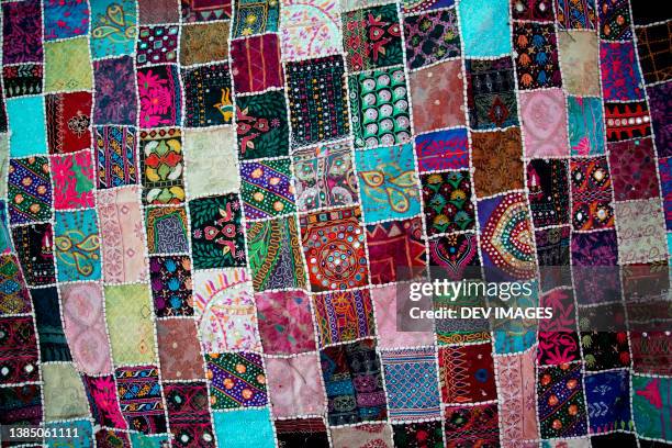 patchwork -quilt for backgrounds - patchwork stockfoto's en -beelden