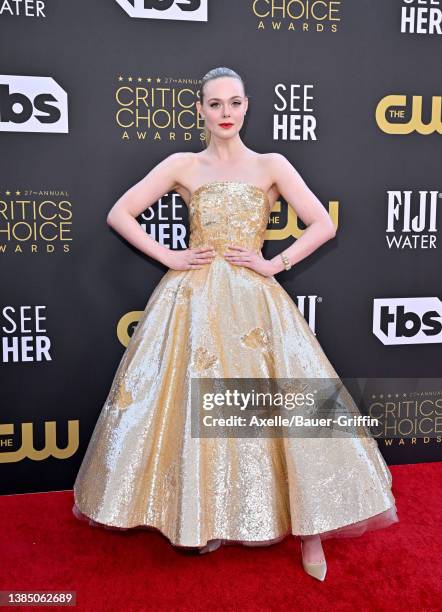 Elle Fanning attends the 27th Annual Critics Choice Awards at Fairmont Century Plaza on March 13, 2022 in Los Angeles, California.