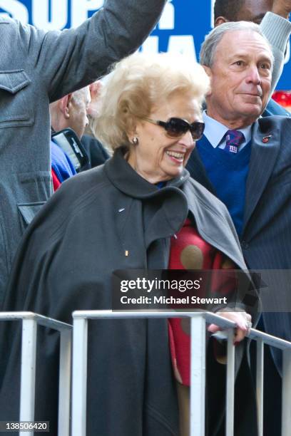 Ann Mara and New York City Mayer Michael Bloomberg attend the New York Giants Victory Parade following their Super Bowl XLVI win down the Canyon of...