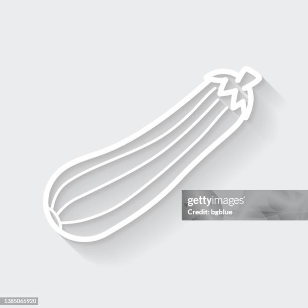 zucchini or courgette. icon with long shadow on blank background - flat design - courgette stock illustrations
