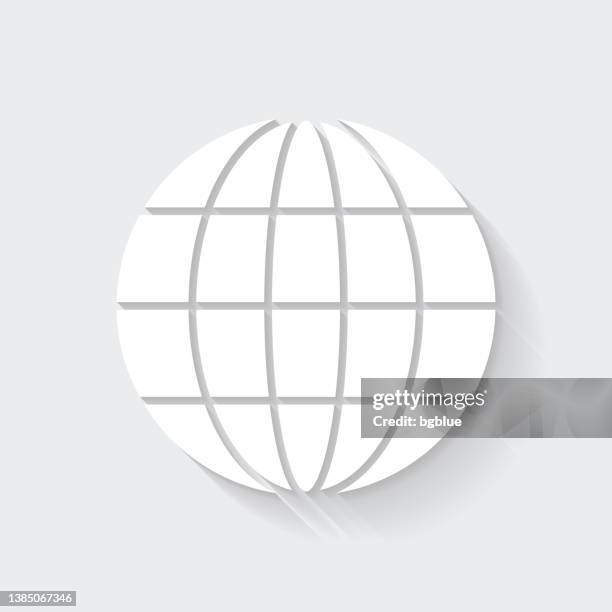 stockillustraties, clipart, cartoons en iconen met world. icon with long shadow on blank background - flat design - equator line