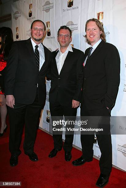 Director Stephen Anderson, Composer Henry Jackman and Director Don Hall arrives for the 39th Annual Annie Awards at Royce Hall, UCLA on February 4,...