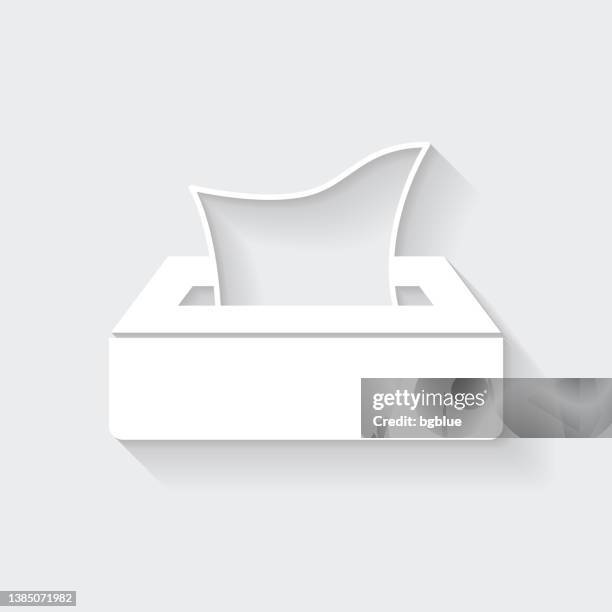 tissue box. icon with long shadow on blank background - flat design - tissue box vector stock illustrations