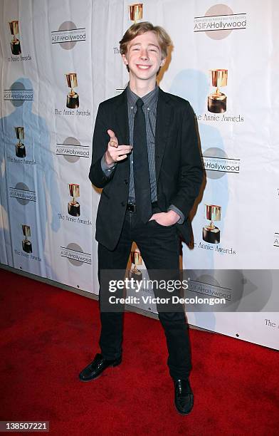 Actor Joey Luthman arrives for the 39th Annual Annie Awards at Royce Hall, UCLA on February 4, 2012 in Westwood, California.