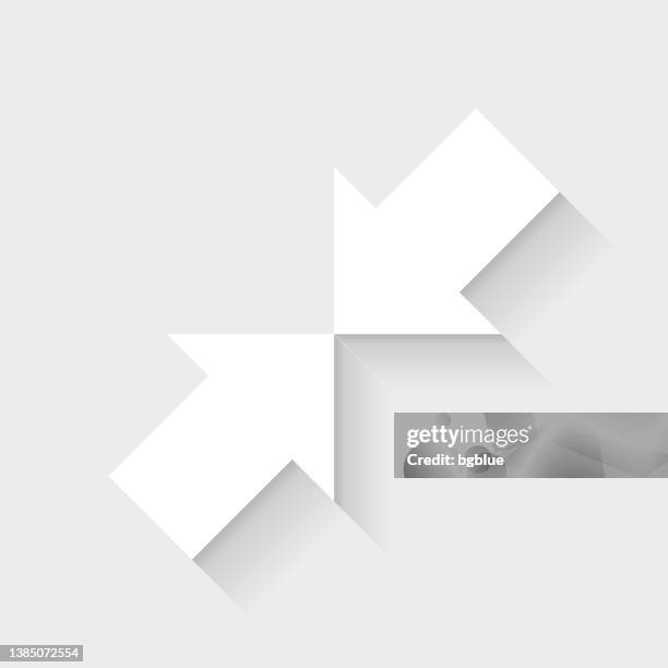minimize. icon with long shadow on blank background - flat design - contracting stock illustrations