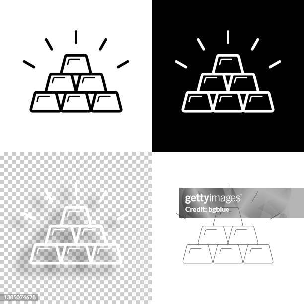gold bars. icon for design. blank, white and black backgrounds - line icon - ingot stock illustrations