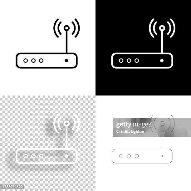 illustrazioni stock, clip art, cartoni animati e icone di tendenza di router wifi. icona per il design. sfondi vuoti, bianchi e neri - icona a forma di linea - router