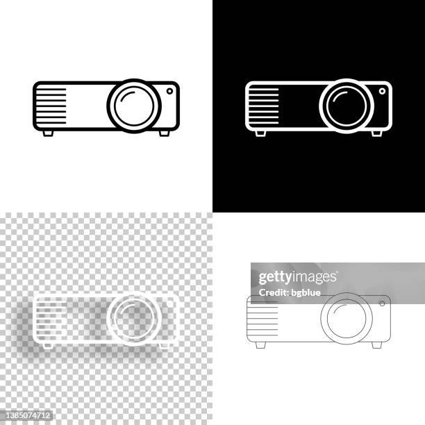 projector. icon for design. blank, white and black backgrounds - line icon - film projector stock illustrations