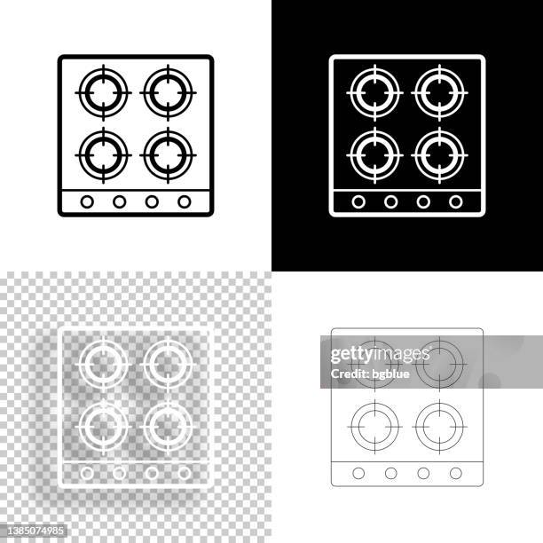 gas stove - top view. icon for design. blank, white and black backgrounds - line icon - camping stove stock illustrations