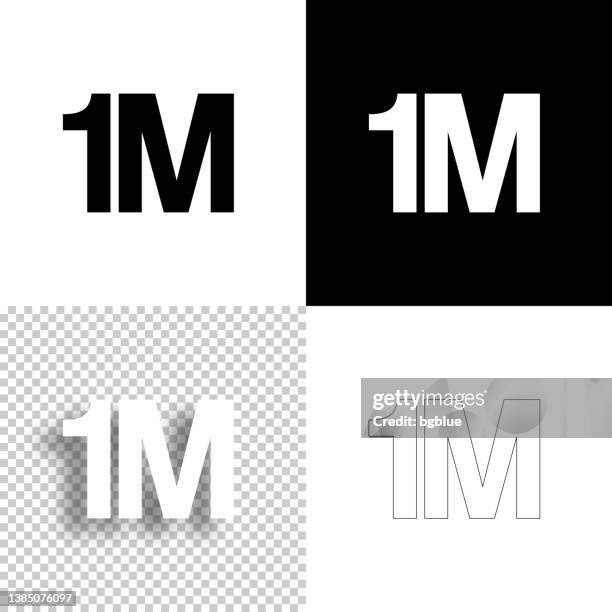 1m - one million. icon for design. blank, white and black backgrounds - line icon - number-one-black-background stock illustrations