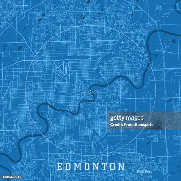 stockillustraties, clipart, cartoons en iconen met edmonton alberta city vector road map blue text - alberta