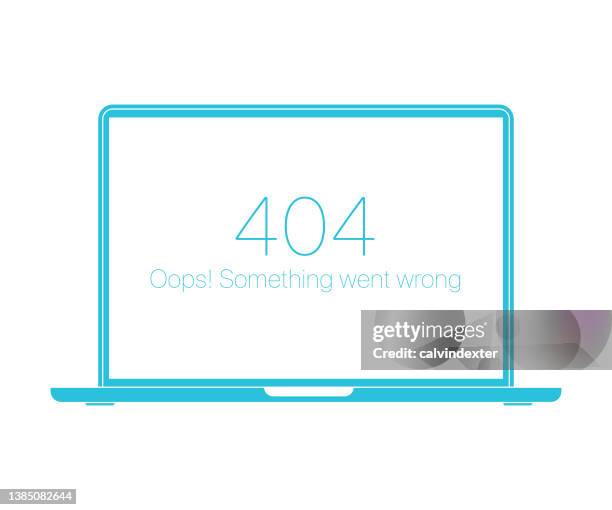 laptop computer 404 error message - damaged laptop stock illustrations