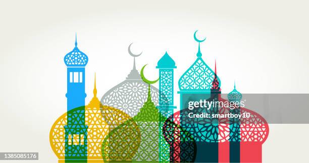 mosque silhouettes - iftar stock illustrations