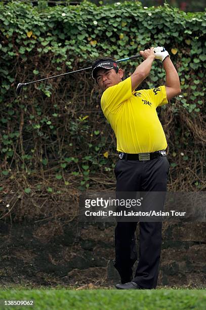 Tetsuji Hiratsuka of Japan in action during the Pro am event ahead of the ICTSI Philippine Open at Wack Wack Golf and Country Club on February 8,...