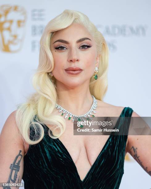 Lady Gaga attends the EE British Academy Film Awards 2022 at Royal Albert Hall on March 13, 2022 in London, England.