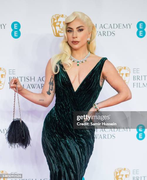 Lady Gaga attends the EE British Academy Film Awards 2022 at Royal Albert Hall on March 13, 2022 in London, England.