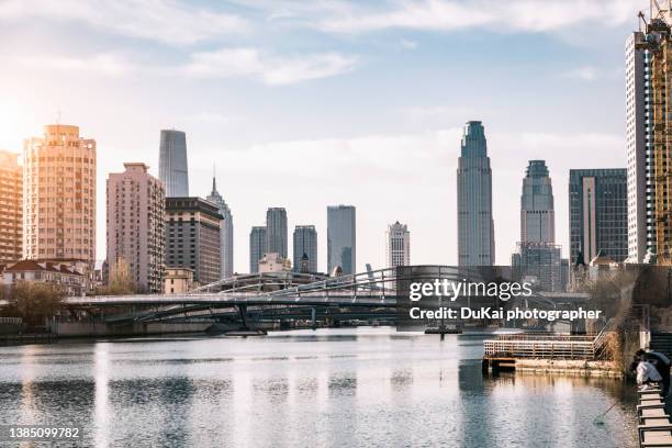 tianjin city sunset - província de tianjin imagens e fotografias de stock