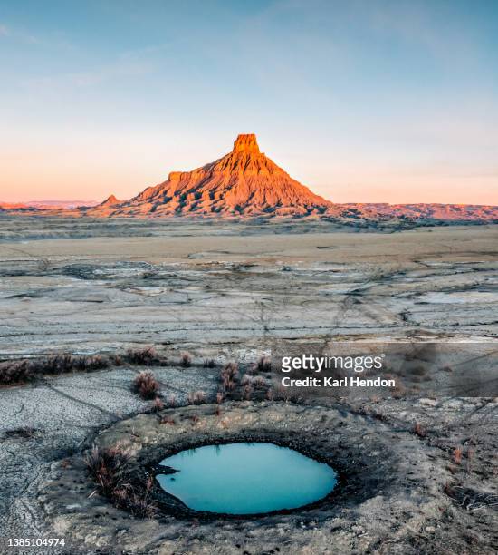 factory butte mountain, utah at sunrise - butte rocky outcrop stock pictures, royalty-free photos & images