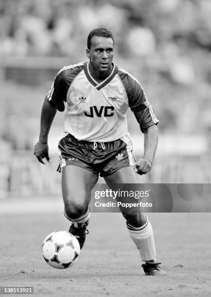 David Rocastle in action for Arsenal during the Final of the Makista International tournament against Liverpool at Wembley Stadium in London, 30th...