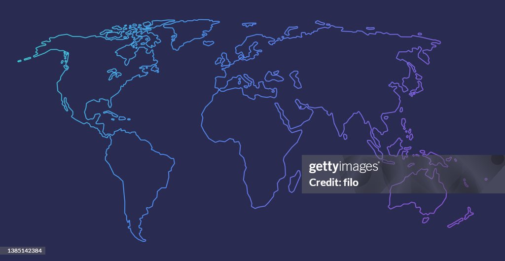 Outline Gradient World Map Outline Background