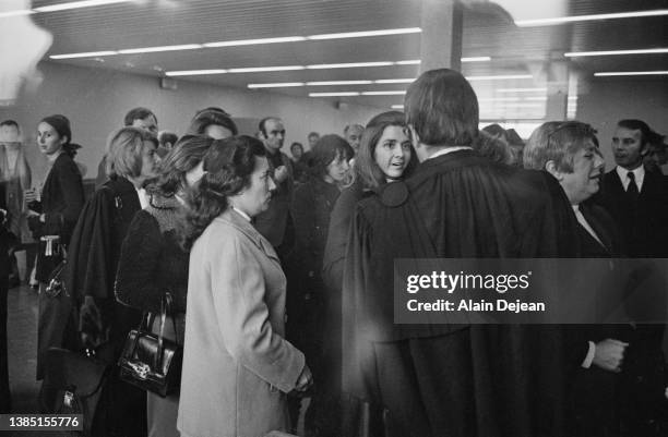 Lawyer Gisele Halimi with Michele Chevalier and her daughter Marie Claire Chevalier during their abortion trial.